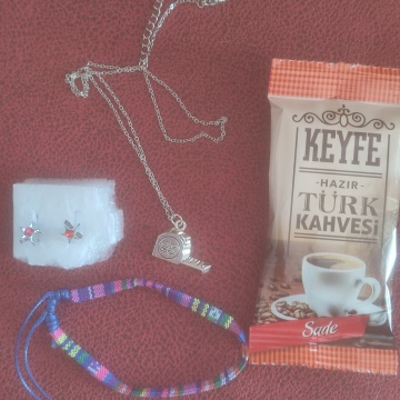 Kolye + Bileklik + Küpe + Kahve 